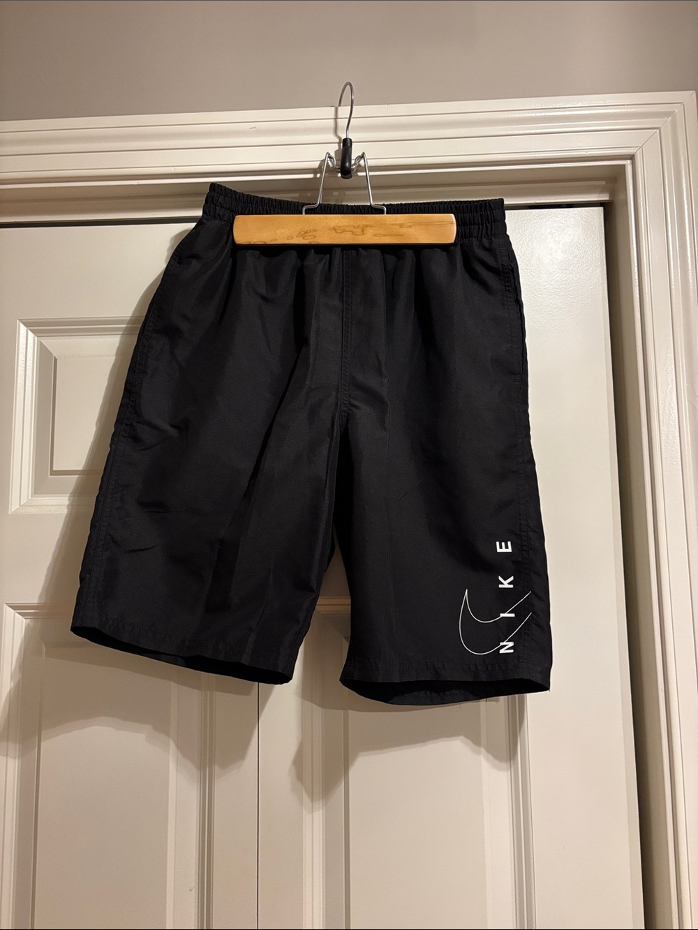 Nike Black Athletic Shorts with White Swoosh